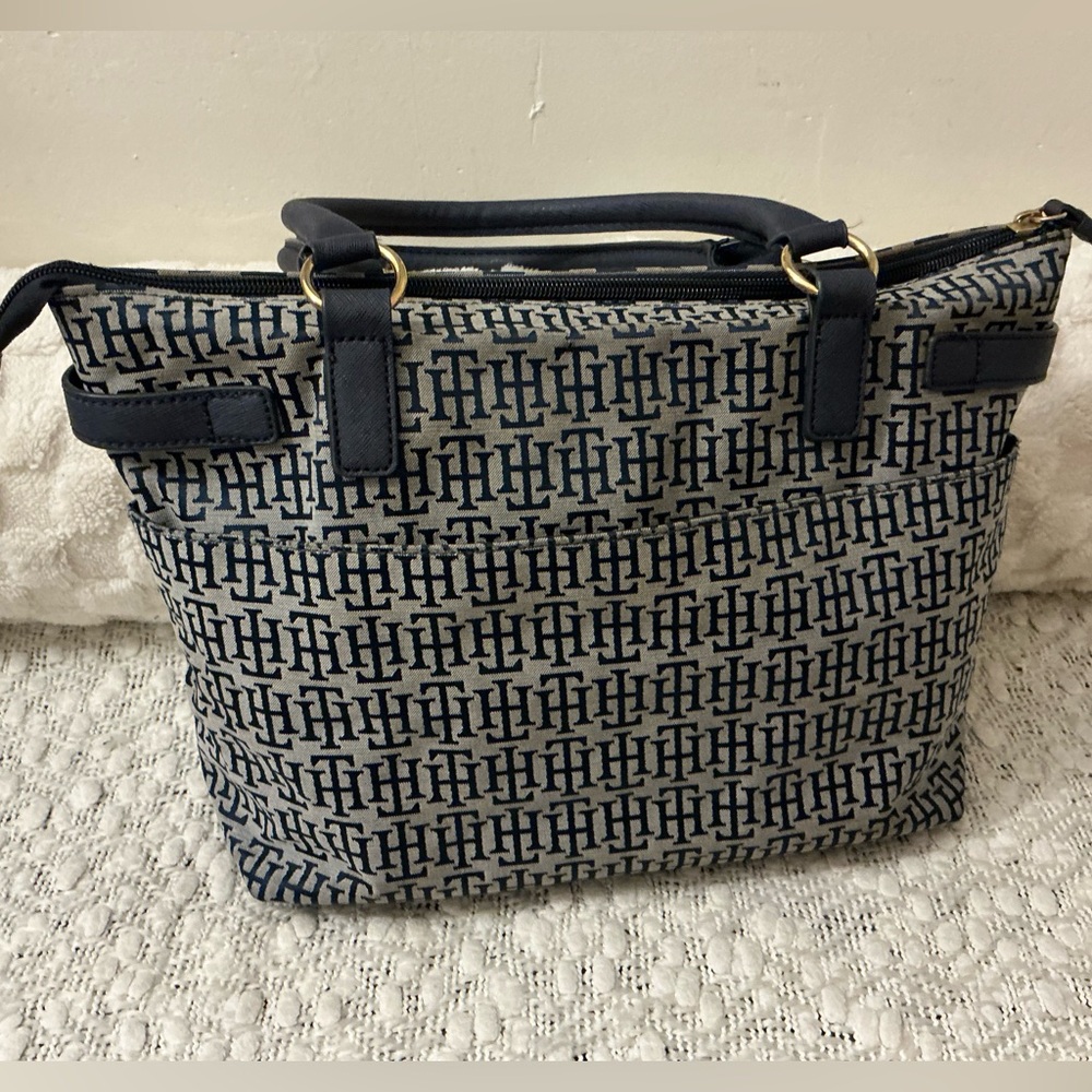 Tommy Hilfiger Navy and Gold Monogram Tote - Picture 2 of 9